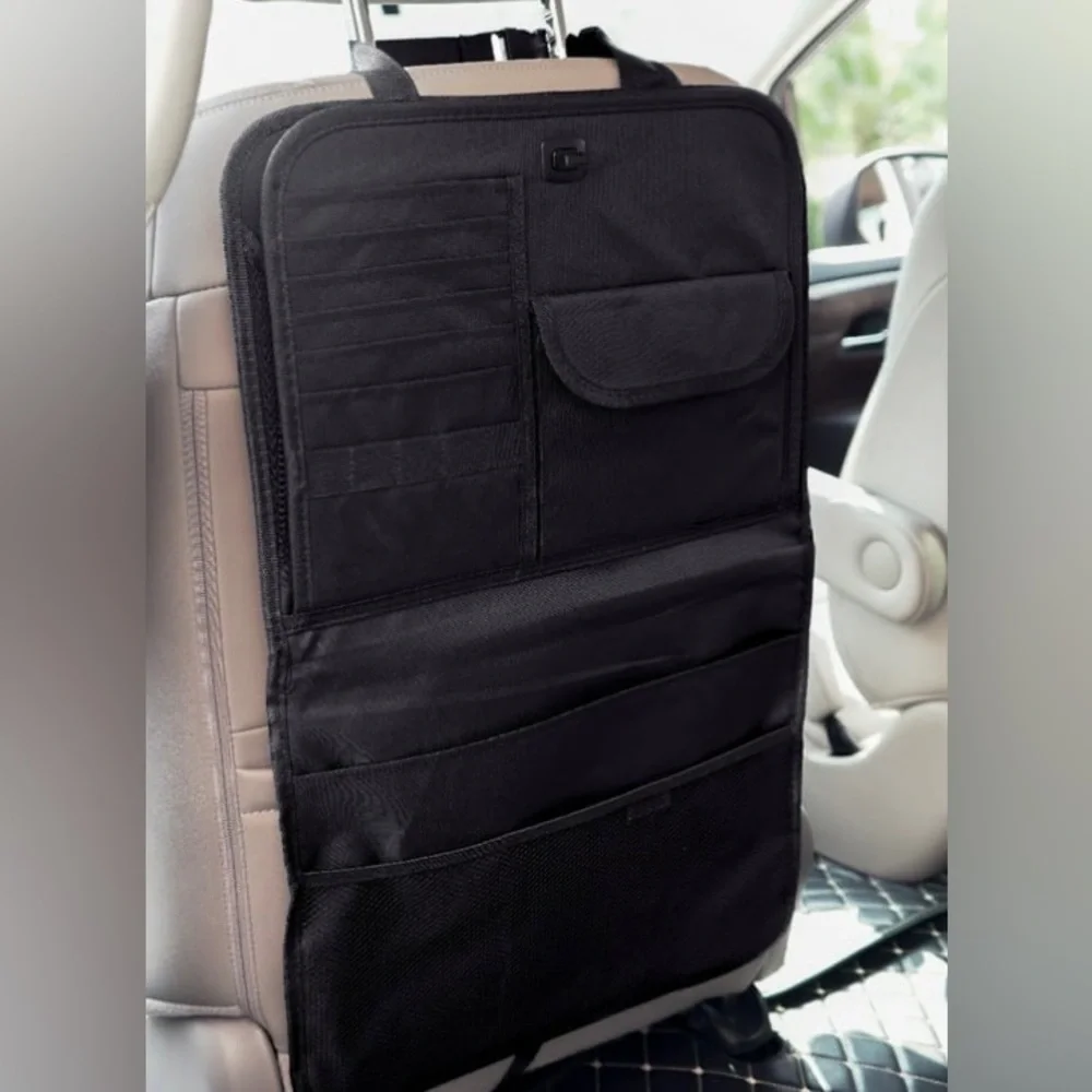 Auto Drive Universal Black Multi-Pocket Backseat Organizer